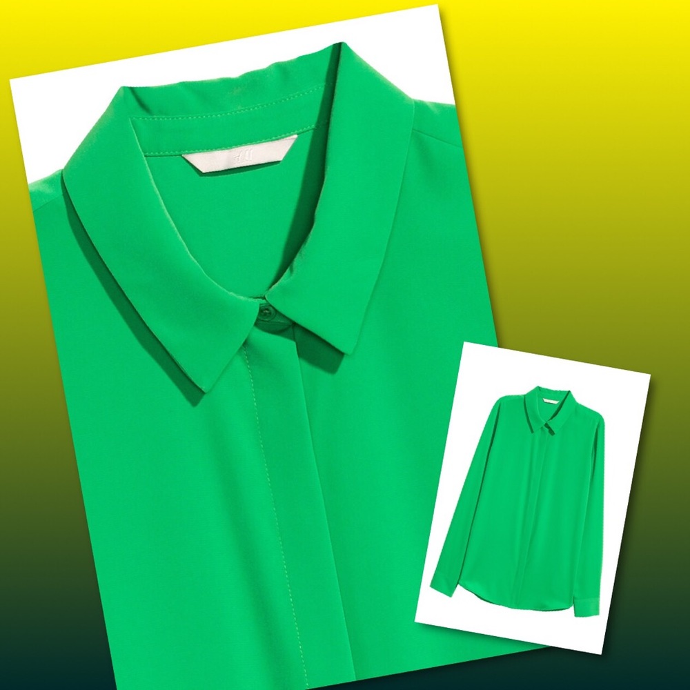 H&M Soft Bright Green Long-sleeved Blouse